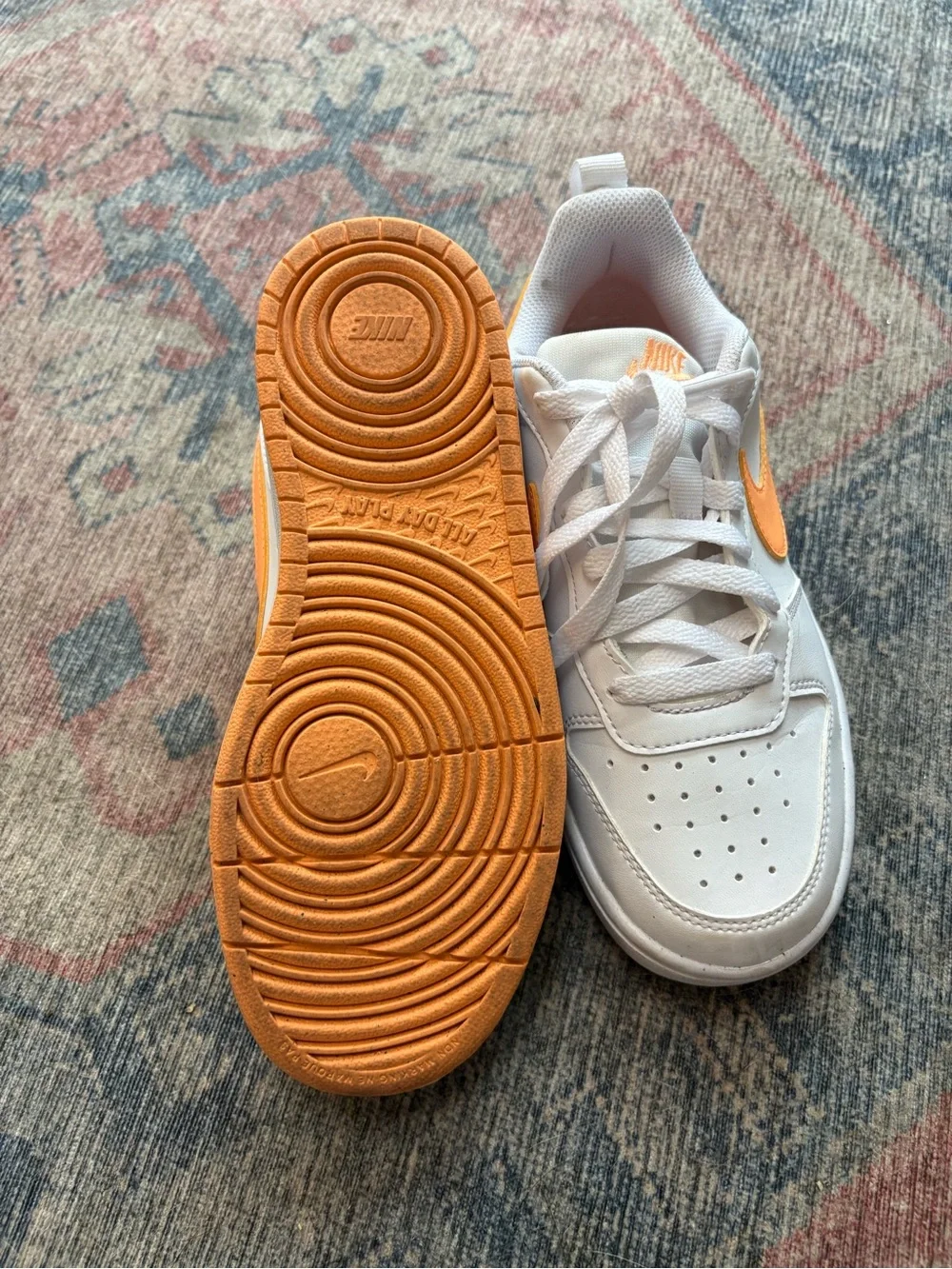 Nike White Mesh Sneaker with Orange Insole